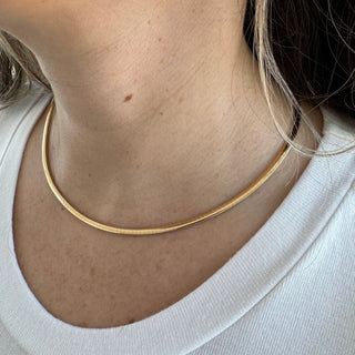 14K Solid Gold 3mm Classic Omega Necklace, 16" 18" 20", Real Gold Chain, Real Gold Omega Necklace, Yellow Gold, White Gold, Rose Gold, Women