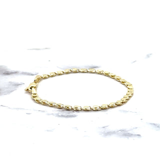 Solid 14K Yellow Gold 3mm Heart Link Bracelet, 5.5" 7" Real Gold Bracelet, Heart Bracelet, White Gold, Women, Girls