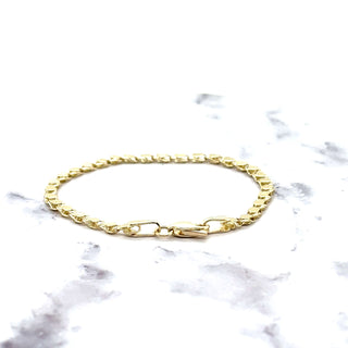 Solid 14K Yellow Gold 3mm Heart Link Bracelet, 5.5" 7" Real Gold Bracelet, Heart Bracelet, White Gold, Women, Girls