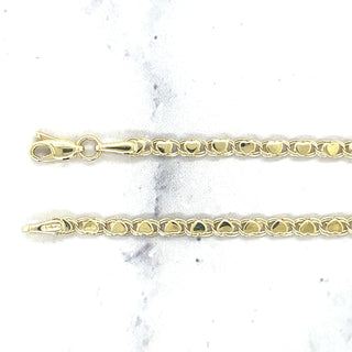 Solid 14K Yellow Gold 3mm Heart Link Bracelet, 5.5" 7" Real Gold Bracelet, Heart Bracelet, White Gold, Women, Girls