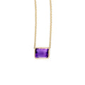 14K Yellow Gold Emerald Cut Blue Topaz Necklace, 18