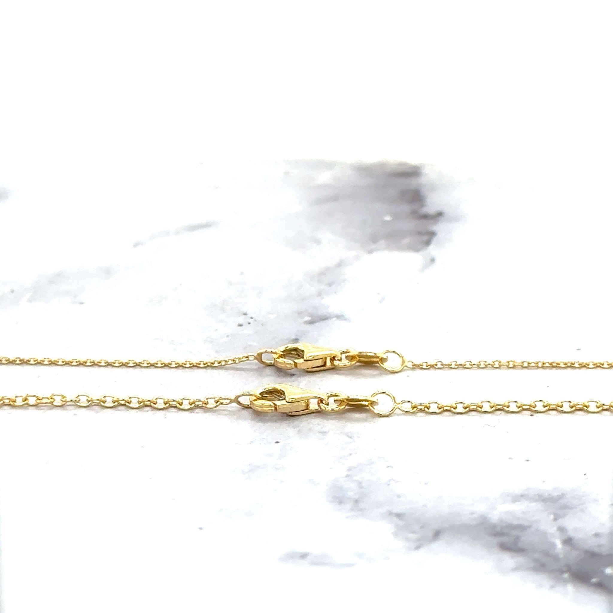 Solid 18K Yellow Gold 1mm 1.5mm Oval Cable Chain, 16" 18", Real Gold Necklace, Yellow Chain, Dainty Chain, Woman