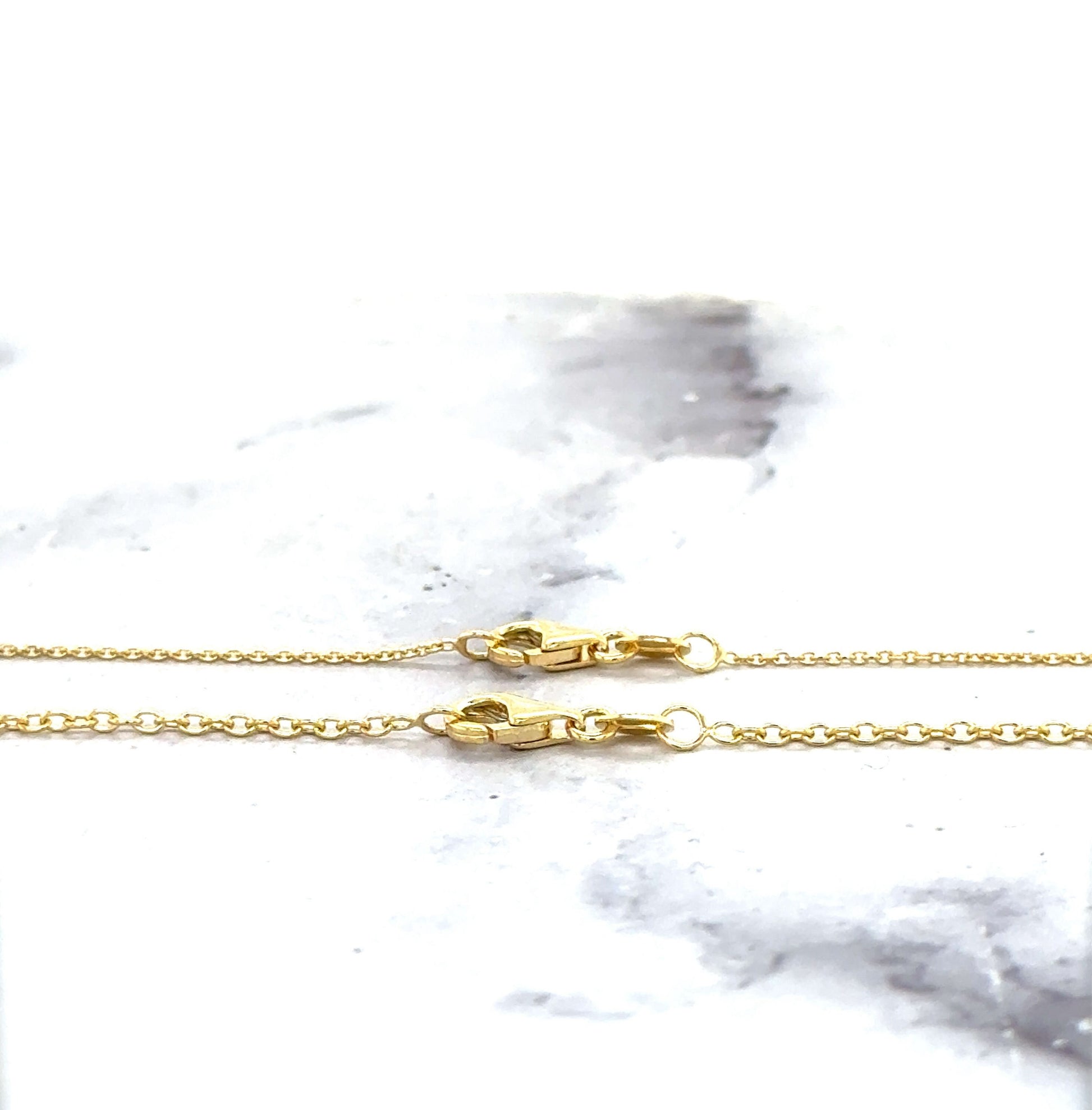 Solid 18K Yellow Gold 1mm 1.5mm Oval Cable Chain, 16" 18", Real Gold Necklace, Yellow Chain, Dainty Chain, Woman