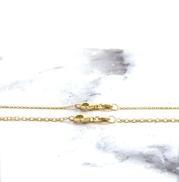 Solid 18K Yellow Gold 1mm 1.5mm Oval Cable Chain, 16" 18", Real Gold Necklace, Yellow Chain, Dainty Chain, Woman