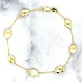 14K Yellow Gold Satin & Matte Pebble Strand Bracelet, 7.25