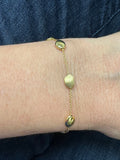 14K Yellow Gold Satin & Matte Pebble Strand Bracelet, 7.25