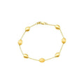 14K Yellow Gold Satin & Matte Pebble Strand Bracelet, 7.25