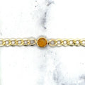 14K Yellow Gold 6mm Adjustable Round Citrine Curb Bracelet, 7.25