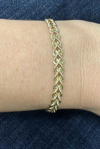 Solid 14K Yellow Gold 6.2mm Double Row Rope Chain Bracelet with Box Lock, 7" 8" Real Gold Bracelet, Weaved Rope Bracelet, Women, Unisex