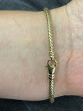 14K Yellow Gold 3.4mm Weaved Bangle With Lobster Clasp, 7.25