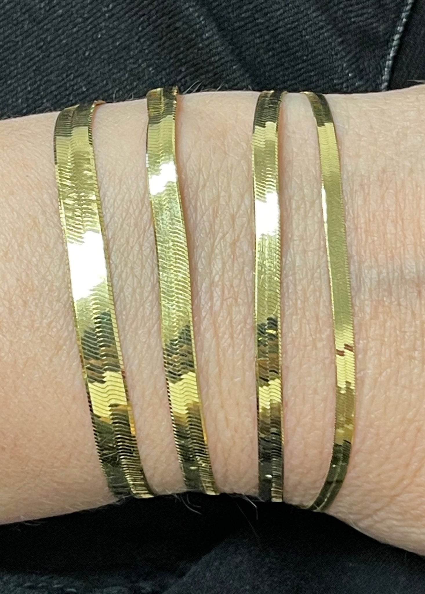 14K Solid Yellow Gold 7" 8" Inch Herringbone Bracelet, 3mm 4mm 5mm 6mm Wide, Lobster Clasp, Real Gold Bracelet, Women