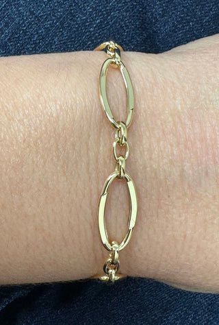 14K Yellow Gold 10mm Large Oval Link Bracelet, 7.5" Real Gold Bracelet, Women