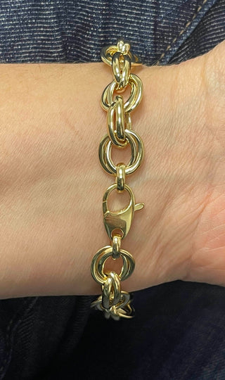 14K Yellow Gold 8" Polished Round Double Link Bracelet