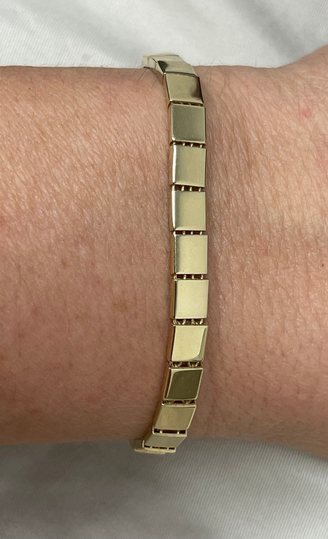 14K Yellow Gold 7" Square Link Bracelet with Box Clasp, 5.8mm Wide, Fancy Bracelet, Real Gold Bracelet, Women