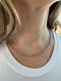 14K White Gold 3.2mm 4.6mm Lite Oval Rolo Necklace, 18