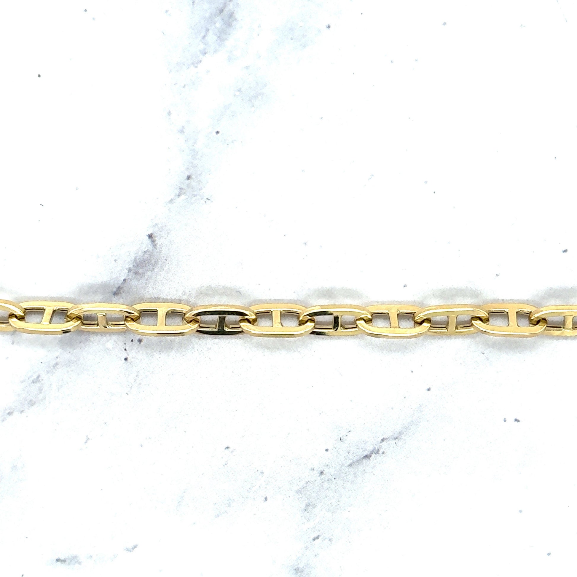 14K Yellow Gold Polished 5.1mm Mariner Bracelet, 7.5" Real Gold Bracelet, Puffed Mariner Bracelet, Women