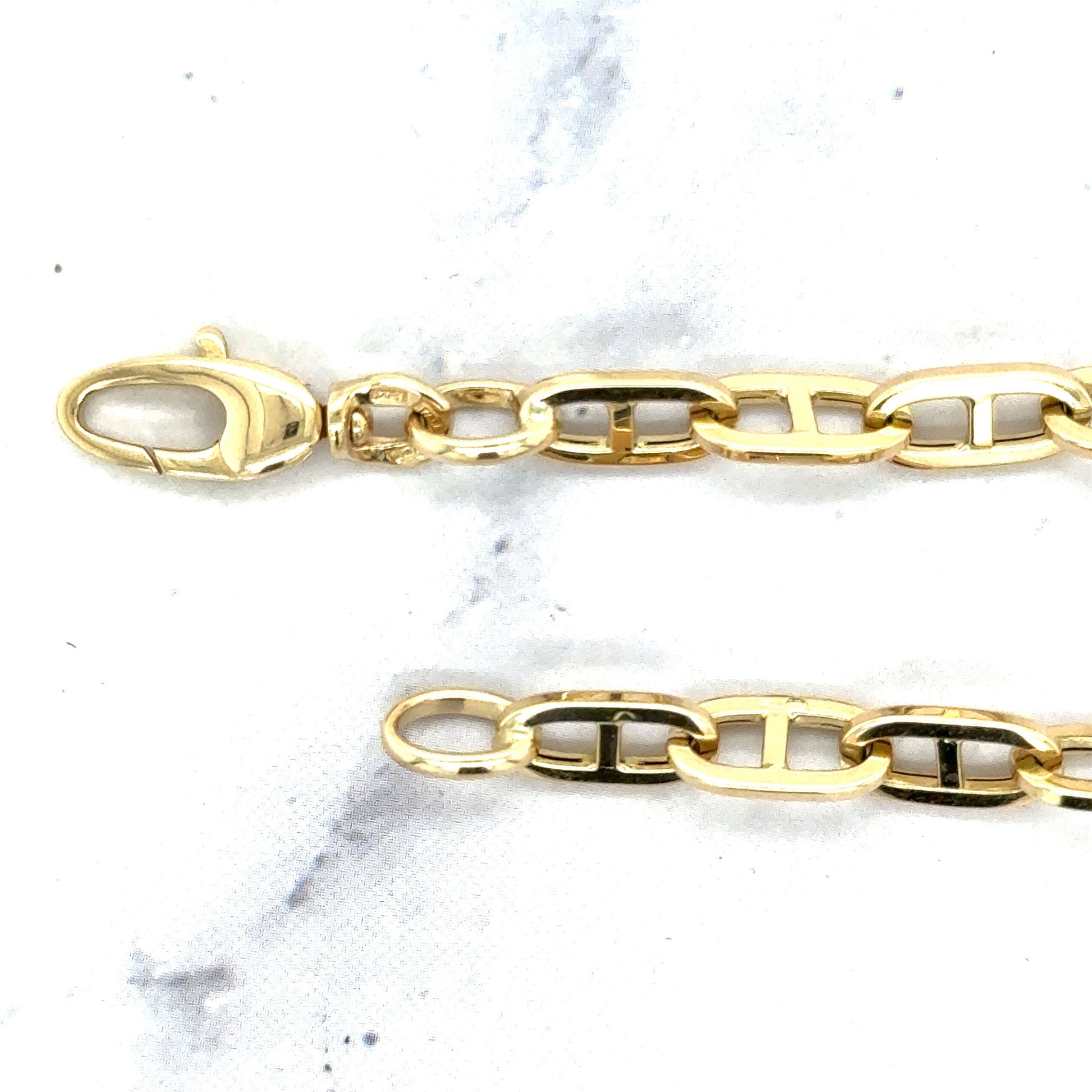 14K Yellow Gold Polished 5.1mm Mariner Bracelet, 7.5" Real Gold Bracelet, Puffed Mariner Bracelet, Women