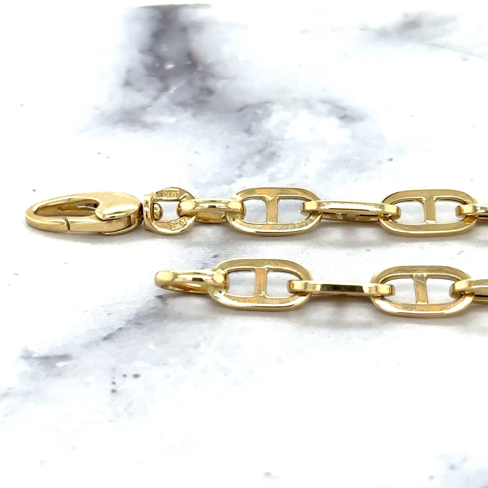 14K Yellow Gold Polished 5.1mm Mariner Bracelet, 7.5" Real Gold Bracelet, Puffed Mariner Bracelet, Women