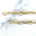 14K Yellow Gold 5.6mm Paperclip Ring Connecting Links Bracelet, 7.5