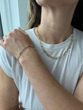 14K Yellow Gold 5.6mm Paperclip Ring Connecting Links Bracelet, 7.5