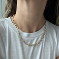 14K Yellow Gold 5.6mm Paperclip Ring Connecting Links Bracelet, 7.5