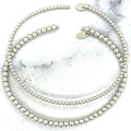 14K White Gold 2mm 3mm Bead Cuff Bangle, 6.5