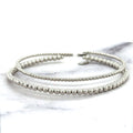 14K White Gold 2mm 3mm Bead Cuff Bangle, 6.5