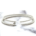 14K White Gold 2mm 3mm Bead Cuff Bangle, 6.5