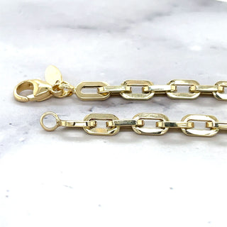 14K Yellow Gold 4.2mm Chuncky Paperclip Bracelet, 7.5" Corto Link Bracelet, Real Gold Cable Link Bracelet, Women