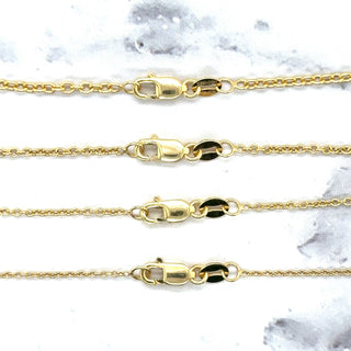 Solid 14K Yellow Gold 1.1mm 1.3mm 1.5mm 1.9mm Round Cable Necklace, 16" 18" 20" Real Gold Chain, Round Cable Chain, Women