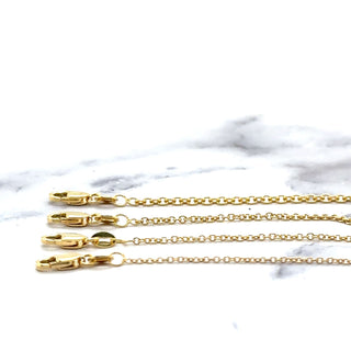 Solid 14K Yellow Gold 1.1mm 1.3mm 1.5mm 1.9mm Round Cable Necklace, 16" 18" 20" Real Gold Chain, Round Cable Chain, Women