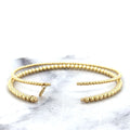 14K Yellow Gold 2mm 3mm Bead Cuff Bangle, 6.5