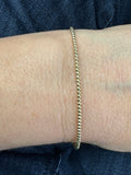 14K Yellow Gold 2mm 3mm Bead Cuff Bangle, 6.5