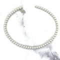 14K White Gold 2mm 3mm Bead Cuff Bangle, 6.5