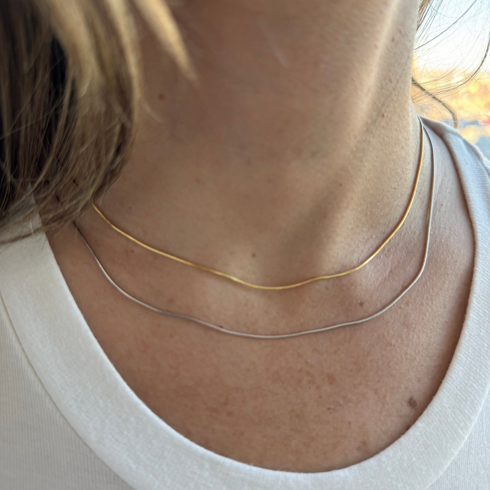 Solid 14K Gold 0.9mm Round Snake Chain, 16" 18" 20" 24" Delicate Snake Necklace, Real Gold Chain, Women