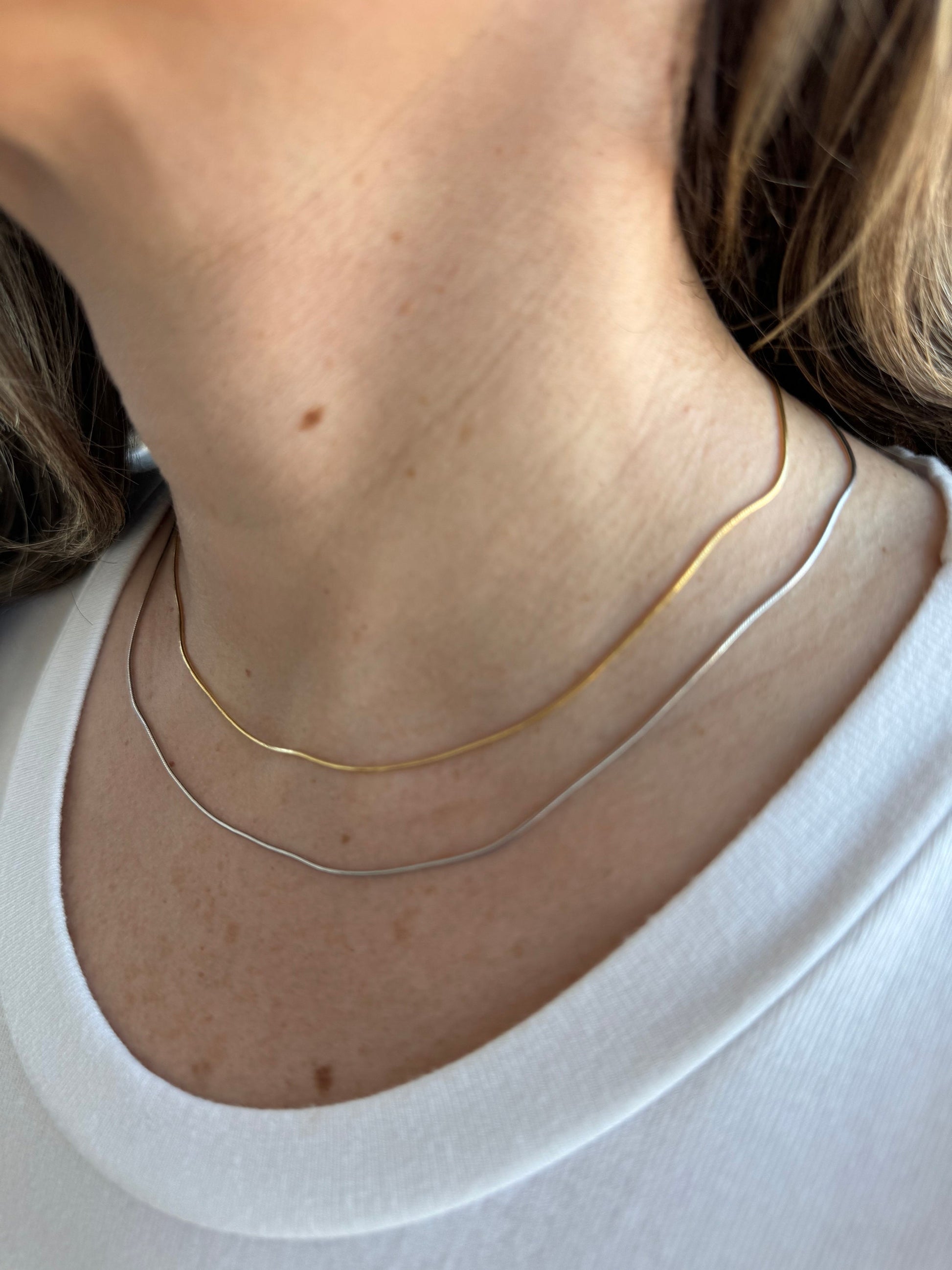 Solid 14K Gold 0.9mm Round Snake Chain, 16" 18" 20" 24" Delicate Snake Necklace, Real Gold Chain, Women