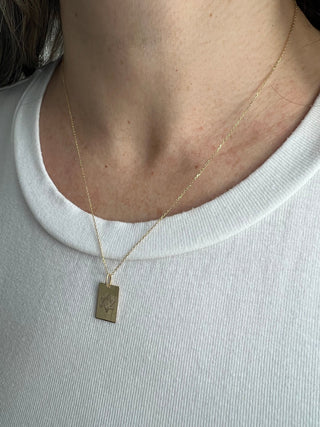 14k Yellow Gold Rectangular Star of David Pendant on 18" Cable Chain, Magen David Pendant, Real Gold Chain, Unisex