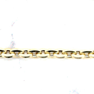 14K Yellow Gold 6.5mm Oval Link Bracelet, 7.5" Polished Real Gold Bracelet, Thick Oval Bracelet, Women