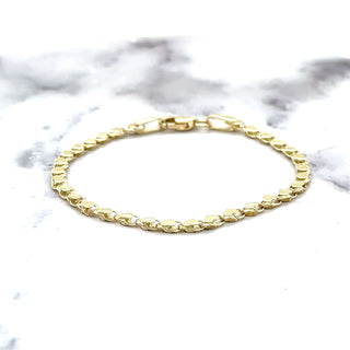 Solid 14K Yellow Gold 3mm Heart Link Bracelet, 5.5" 7" Real Gold Bracelet, Heart Bracelet, White Gold, Women, Girls