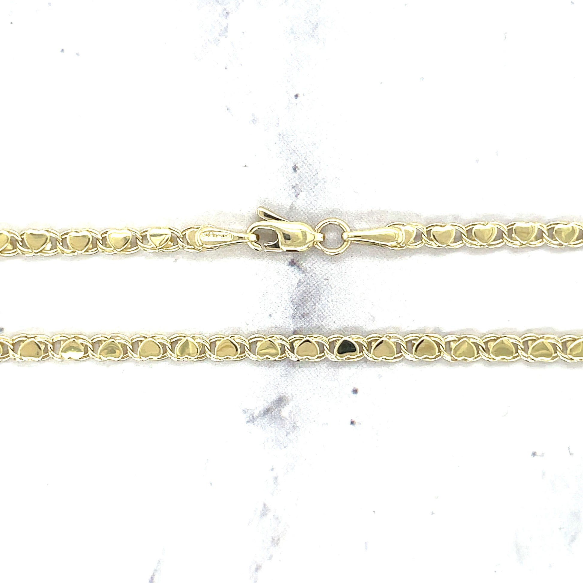 Solid 14K Yellow Gold 3mm Heart Link Necklace, 16" 18" Real Gold Chain, White Gold, Heart Necklace, Women