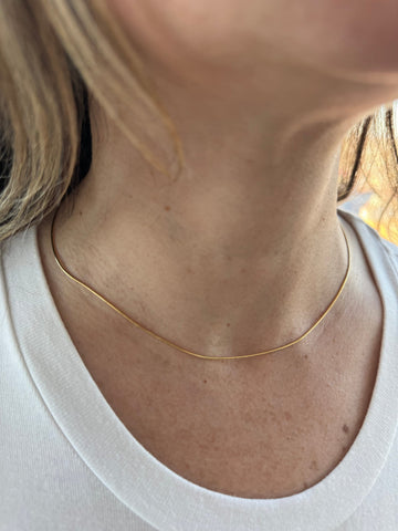 Solid 14K Yellow Gold 0.7mm 0.9mm Round Snake Chain, 16" 18" 20" 24" Delicate Snake Necklace, Real Gold Chain, Women