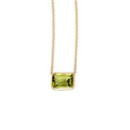 14K Yellow Gold Emerald Cut Blue Topaz Necklace, 18