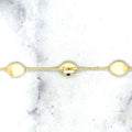 14K Yellow Gold Satin & Matte Pebble Strand Bracelet, 7.25