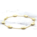 14K Yellow Gold Satin & Matte Pebble Strand Bracelet, 7.25