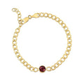 14K Yellow Gold 6mm Adjustable Round Citrine Curb Bracelet, 7.25