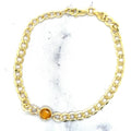 14K Yellow Gold 6mm Adjustable Round Citrine Curb Bracelet, 7.25