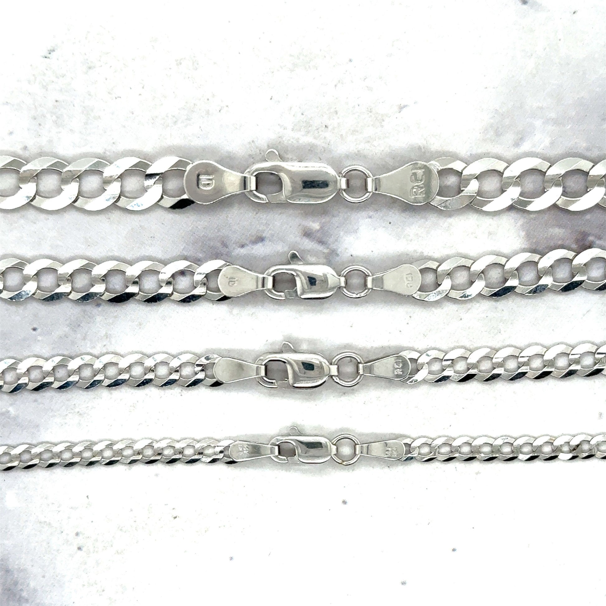 Solid 14K White Gold 2.6mm 3.6mm 4.7mm 5.7mm Comfort Curb Necklace, 16" 18" 20" 22" 24" 26" 30" Real Gold Chain, Curb Chain, Women, Unisex