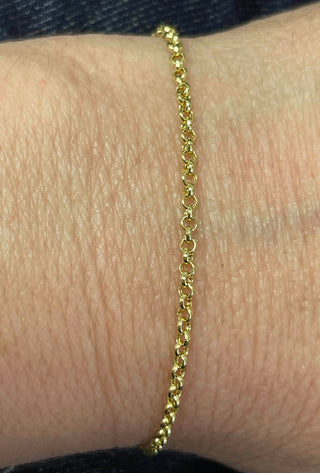 14K Yellow Gold 7" Lite Rolo Chain Bracelet, 2.5mm wide, Classic Gold Bracelet, Real Gold, White Gold, Women