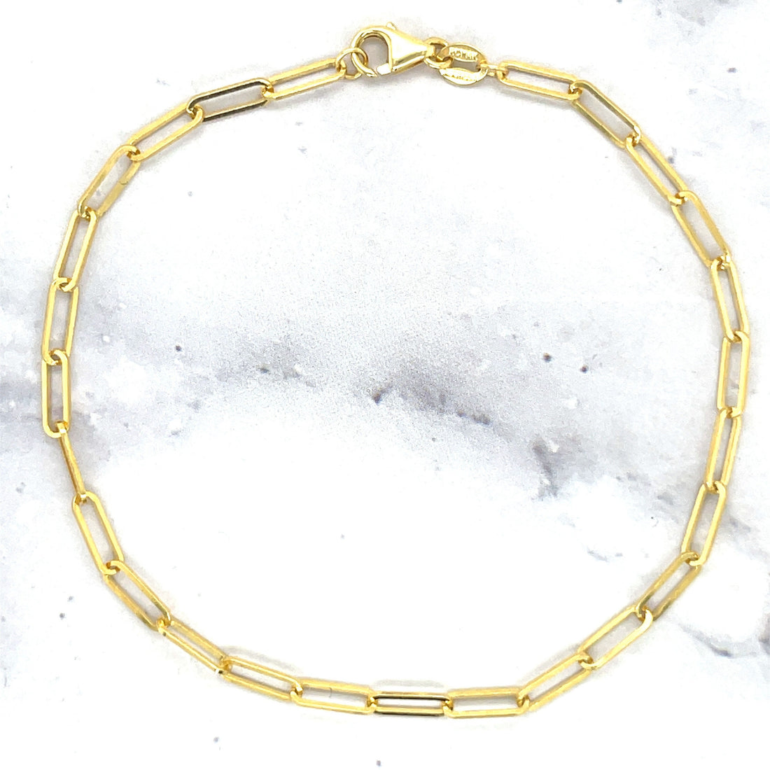 Solid 14K Yellow Gold 7 Inch Paperclip Link Chain Bracelet, 2.5mm Wide