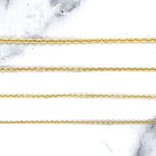 Solid 14K Yellow Gold 1.1mm 1.3mm 1.5mm 1.9mm Round Cable Necklace, 16" 18" 20" Real Gold Chain, Round Cable Chain, Women